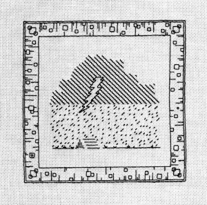 "Trip to New Mexico", Blackwork embroidery--6" x 6"
